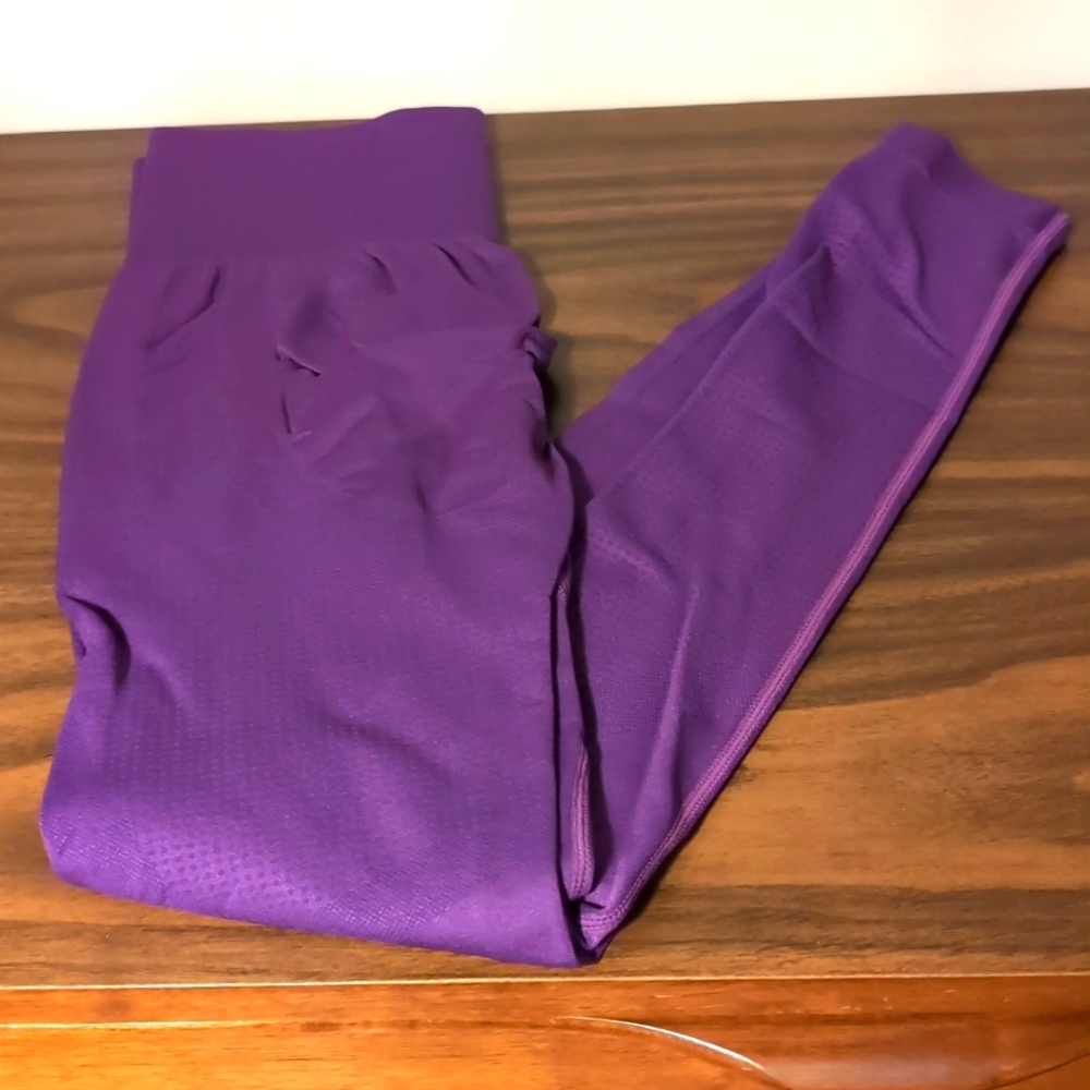 Purple Scrunch Butt Textured Leggings